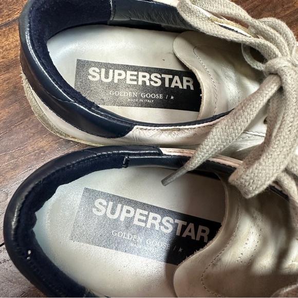 Golden Goose GG Superstar 102 in White with Ice Star and Blue Heel Size 8 - Picture 10 of 12